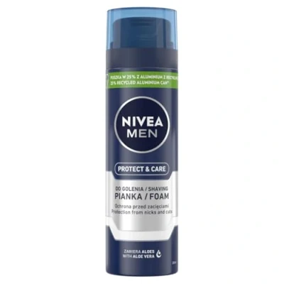 Afbeelding van NIVEA, Scheerschuim + Scheergel, NIVEA Men Protect &amp; Care ochronna pianka do golenia 200ml (200 ml)