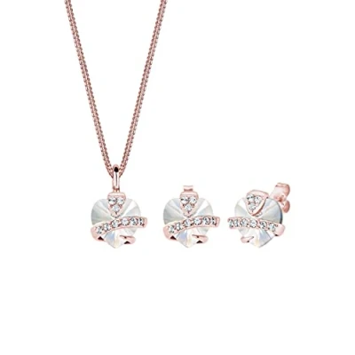 Afbeelding van Elli HERZ GLAMOURÖS Kristalle SET Oorbellen Rose goldcoloured, Dames, Maat: 45, gold coloured