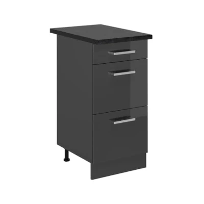 Afbeelding van Vicco Keukenonderkast R Line, Antraciet Hoogglans/Antraciet, 40 cm met laden, WB