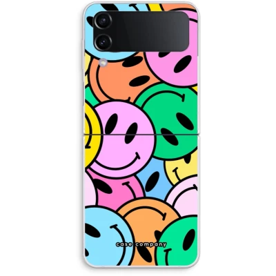 Afbeelding van Case Company® hoesje geschikt voor Samsung Galaxy Z Flip4 Smiley N1 Soft Cover Telefoonhoesje Bescherming aan alle Kanten en Schermrand