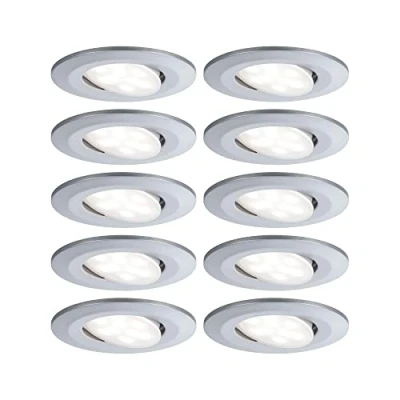 Afbeelding van Paulmann LED inbouwlamp voor badkamer Set van 10 stuks 65 W Chroom (mat)