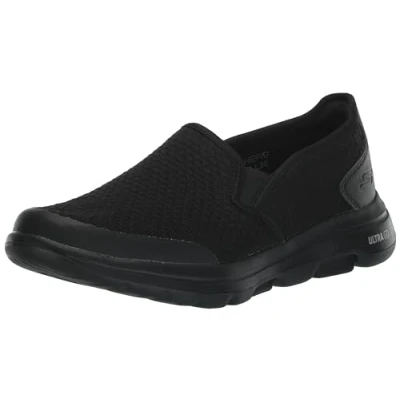 Afbeelding van Skechers Go Walk 5 Apprize Slip On Trainers voor heren, Black Textile Synthetic Trim, 40 EU