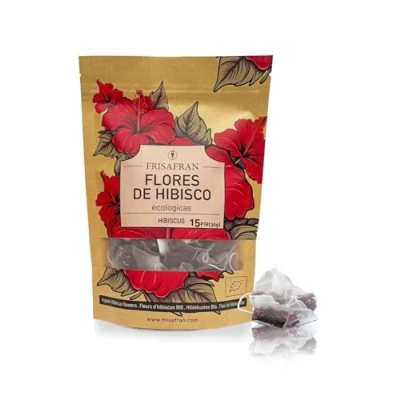 Afbeelding van FRISAFRAN Fleur d’Hibiscus Séchées BIO 15Un hibiscus En Vrac de Jamaïque Infusion Detox Drainante Thé D&#039;Hibiscus glacé et Tisane Eau jamaïcaine 60g