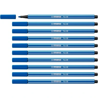 Afbeelding van STABILO Pen 68 viltstiften, medium punt, donkerblauw, 10 stuks (68/41)