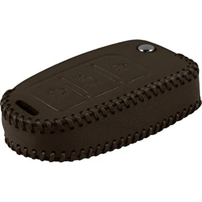 Afbeelding van PhoneNatic Stitched sleutelhoes van echt leer voor VW Golf 3 toetsen afstandsbediening bruin