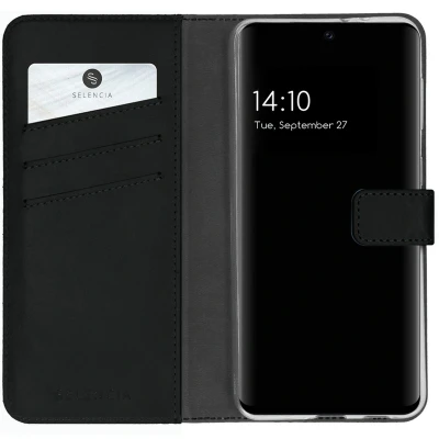 Afbeelding van Selencia Hoesje Geschikt voor Samsung Galaxy A32 (4G) Met Pasjeshouder Echt Lederen Bookcase Zwart