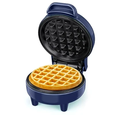 Afbeelding van SNAILAR Mini wafelijzer Belgische klein klassiek voor kinderverjaardagen, familiefeesten, Pasen of Kerstmis, schattig en compact design, 550 watt, blauw
