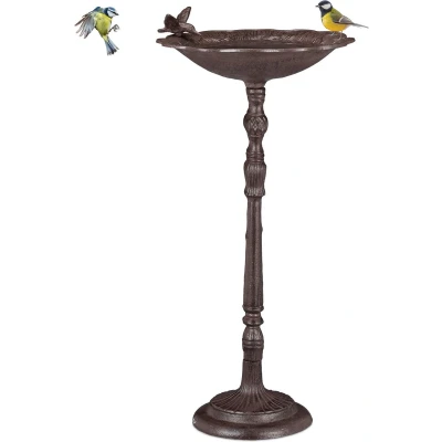 Afbeelding van Relaxdays vogelbad op voet waterschaal vogeldrinkschaal drinkbak groot deco
