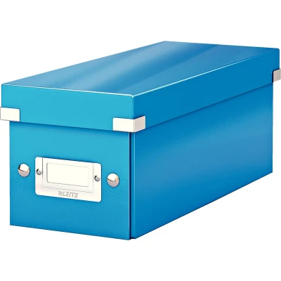 Afbeelding van Leitz WOW Click &amp; Store Opbergdoos met Deksel voor CD&#039;s Kartonnen Sorteerdoos Spullen 84% Gerecycled Karton 14.3 x 35.2 Cm (BxD) Blauw