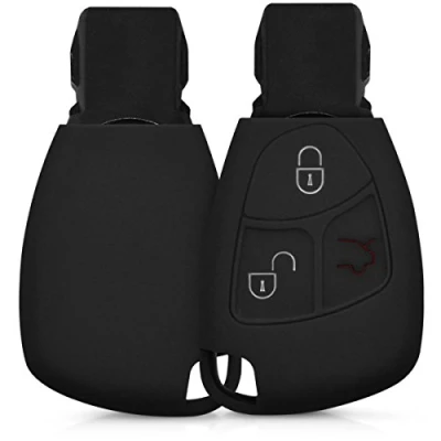 Afbeelding van kwmobile Autosleutelaccessoire compatibel met Mercedes Benz 2 3 Button Zachte siliconen autosleutel hoes zwart