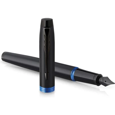 Afbeelding van Parker IM Vibrant Rings vulpen fijn, zwart met blauwe accenten