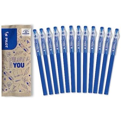 Image de PILOT 12 Stylos FriXion Ball Stick Encre Gel Effaçable Bleue Le Économique à Pointe Moyenne Pour Mettre Dans La Trousse d&#039;école Fourniture Scolaire