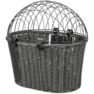 Afbeelding van Trixie Stuur Fietsmand Met Draadkap Antraciet 44X41X34 CM