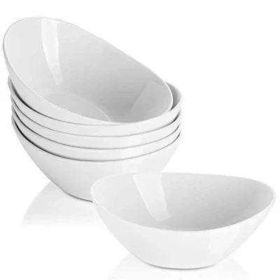 Afbeelding van LIFVER 16 oz ontbijtkommen, porseleinen dessertkommen, komsets van 6 voor dessert, rijst en salade, wit