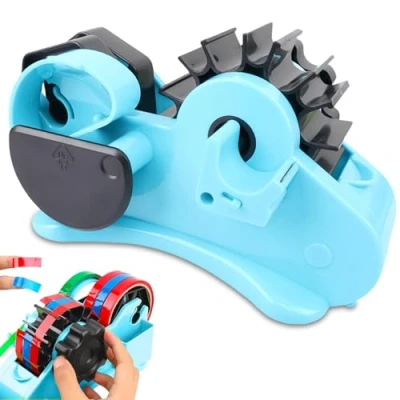 Afbeelding van Warmtebanddispenser met meerdere snijrollen, sublimatie thermische tape dispenser voor het lijmen van vinyl op plakband, blauw