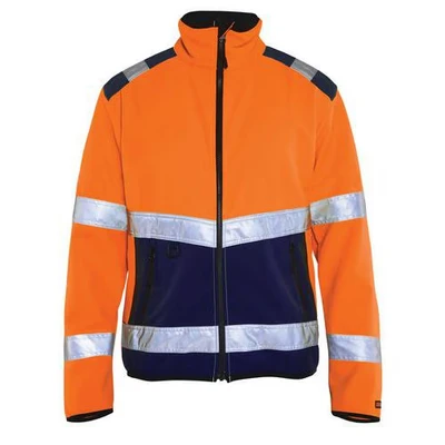 Image de Veste softshell haute visibilité orange fluorescent/marine, col haut