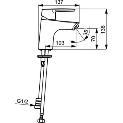 Afbeelding van Hansa Hansapolo 1 gats wastafelkraan m. vaste uitloop 10.3cm handdouche chroom