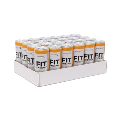 Image de Body &amp; Fit Energy Boisson énergisante Orange 24 canettes sportive hypotonique avec électrolytes et BCAA 6000 ml