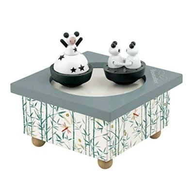 Afbeelding van TROUSSELIER Meisje &amp; Panda Dansende Muziekdoos Ideaal geboortecadeau 2 afneembare figuren Eenvoudige bediening Muziek Doornroosje Groen