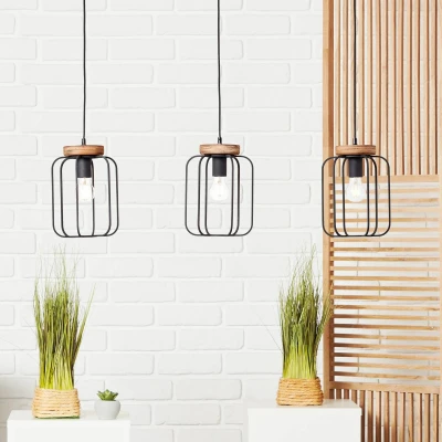 Afbeelding van Brilliant Tosh 99503/66 Hanglamp E27 Hout (donker), Zwart (korund)