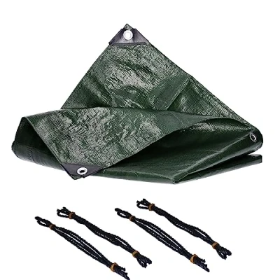 Afbeelding van Professional Line Afdekzeil, 4 m x 8 m, 260 g/m2, afdekzeil met ingestanste ringen, 50 cm afstand (50 afstand), waterdicht, scheurvast, UV gestabiliseerd, wasbaar, voor zwembaden, houten zeil tuinmeubelen, boot en zwembad
