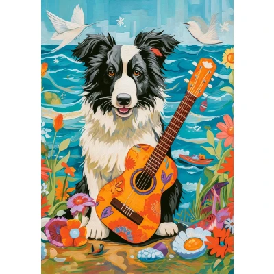 Afbeelding van Castorland Collie, Gitarre und Meer 500 Teile.
