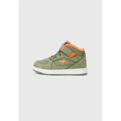 Afbeelding van Kangaroos Kalino Unisex Sneakers hoog voor kinderen, Maat: 26, Olive/flame Schoenen