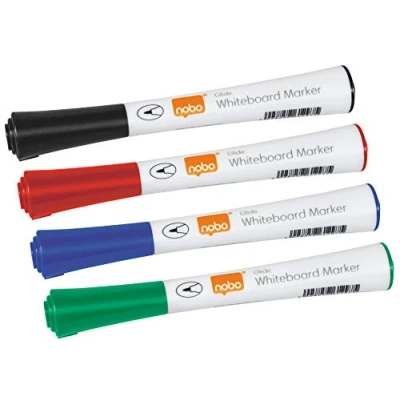 Afbeelding van Viltstift Nobo whiteboard Glide rond assorti 1mm 4st