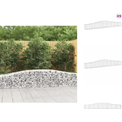 Afbeelding van VidaXL Schanskorven 9 st gewelfd 400x50x40/60 cm gegalvaniseerd ijzer