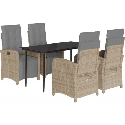 Afbeelding van vidaXL 5 delige Tuinset met kussens poly rattan en glas beige
