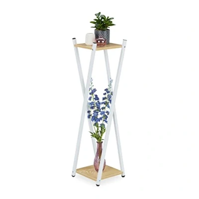 Afbeelding van Relaxdays plantentafel binnen hoog plantenstandaard bijzettafel planten 2 etages bruinen