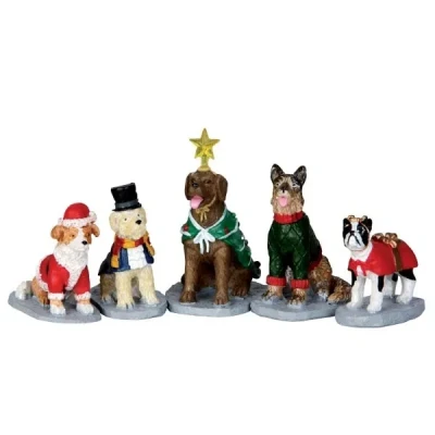 Afbeelding van Lemax Costumed Canines Set Of 5 Kersthuisjes &amp; Kerstdorpen