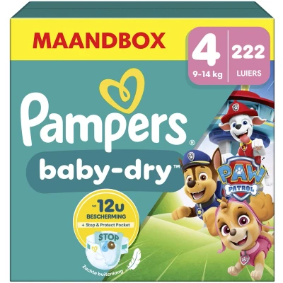 Afbeelding van Pampers Baby Dry Luiers Paw Patrol Maat 4 (9 14 kg) 222 stuks