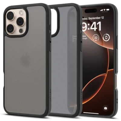 Image de Spigen Ultra Hybrid Coque de protection pour téléphone portable polycarbonate, polyuréthanne thermoplastique (TPU) noir givré Apple iPhone 16 Pro Max