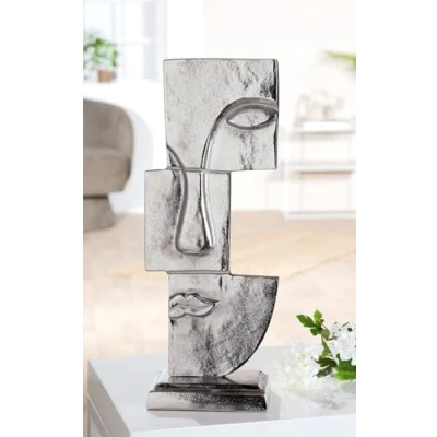 Afbeelding van Casablanca Aluminium sculptuur antiek zilver gezicht 44 x 17 10 cm