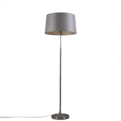 Afbeelding van QAZQA Vloerlamp staal met kap grijs 45 cm verstelbaar Parte