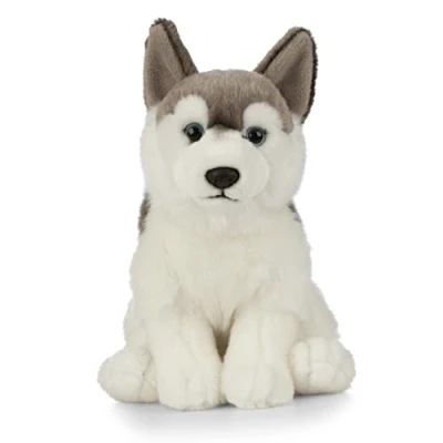 Afbeelding van Pluche grijs/witte Husky hond knuffel 25 cm Honden huisdieren knuffels Speelgoed voor kinderen