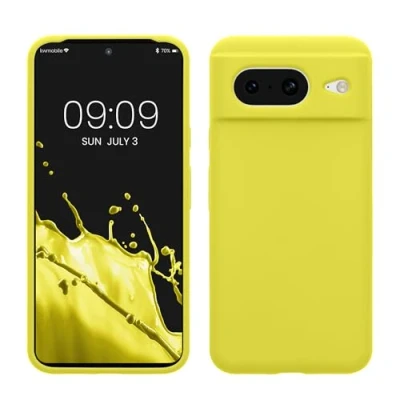 Afbeelding van kwmobile telefoonhoesje geschikt voor Google Pixel 8 Hoesje met siliconen coating Smartphone case in citroengeel