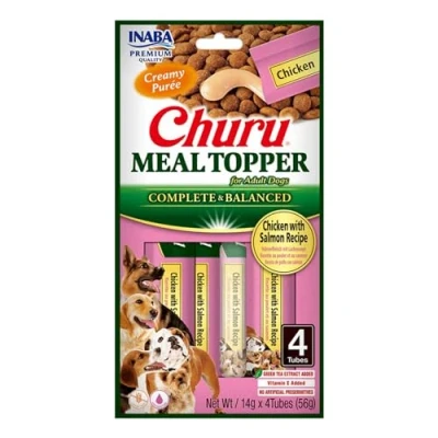 Afbeelding van INABA Churu Meal Topper Chicken with salmon traktatie voor hond 4 x 14g
