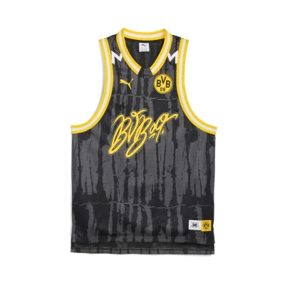 Afbeelding van Puma Hoops Dortmund Top blackaop, Heren, Maat: Large, black/aop