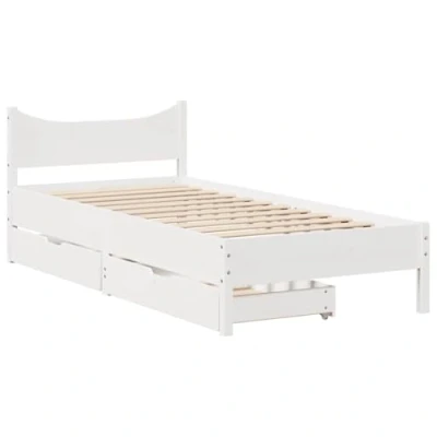 Afbeelding van vidaXL Bedframe met lades massief grenenhout wit 90x190 cm
