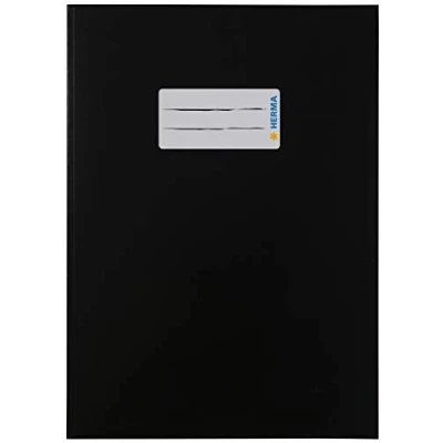 Image de HERMA 19759 Protège cahier en carton DIN A5 avec champ d&#039;inscription papier solide et extra résistant Noir