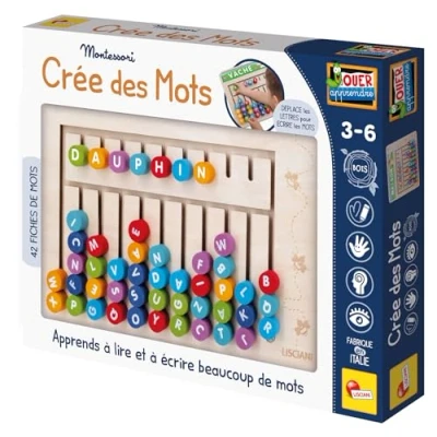 Image de Compose mots Jeu MONTESSORI Tableau en Bois, Lettres et Chiffres Magnétiques