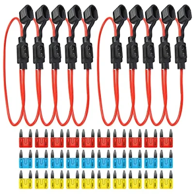 Afbeelding van GTIWUNG 10 stuks 16 AWG zekeringhouders, klein lemmet, waterdicht, met kabel, 32 V, zekeringhouder voor auto, zekeringdozen blad