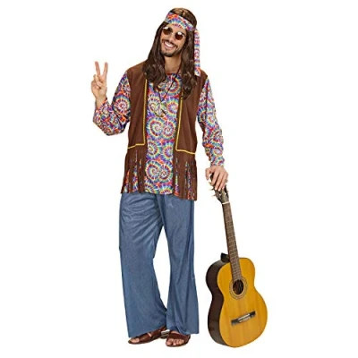 Afbeelding van Widmann Hippie Kostuum Man Psychedelisch Multicolor Small Carnavalskleding Verkleedkleding
