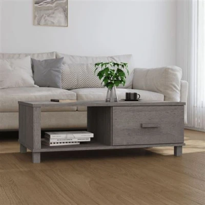 Afbeelding van Salontafel HAMAR 100x55x35 cm massief grenenhout lichtgrijs