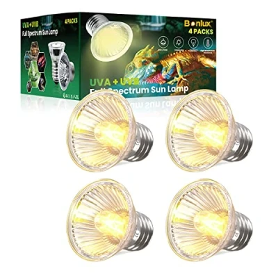 Afbeelding van Bonlux UVA lamp, schildpad, 50 W, E27, volledig spectrum, dimbaar, 220 240 V, UVB, voor reptielenaquarium, lampen huisvesting dieren (4 stuks)