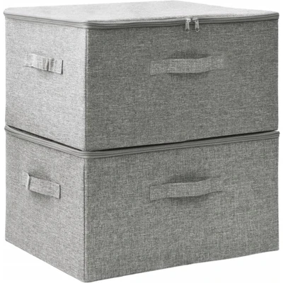 Afbeelding van Opbergboxen 2 st 43x34x23 cm stof grijs