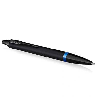 Image de Coffret cadeau Parker IM Vibrant Rings Stylo à bille Bagues bleu océan et Recharge bleue pointe moyenne Satin Noir laqué
