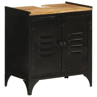Afbeelding van Wastafelkast 55x35x60 cm ijzer en massief mangohout